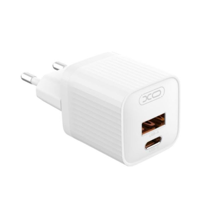 Adattatore di alimentazione XO L147 da 20 W - USB-A e USB-C - Ricarica rapida - Bianco