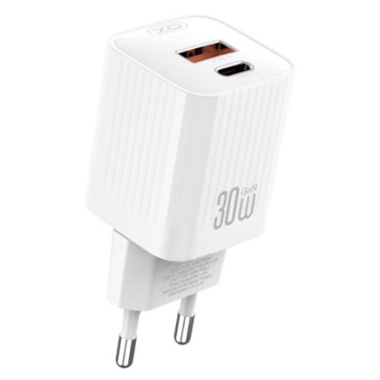 Adattatore di alimentazione XO L149 da 30 W - USB-A e USB-C - Alte prestazioni - Bianco