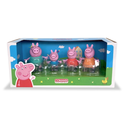 Comansi Peppa Pig Family Set con 4 personaggi - Design per bambini - Regalo per bambini - Peppa Pig, George, Mamma Pig e Pap&agrave; Pig