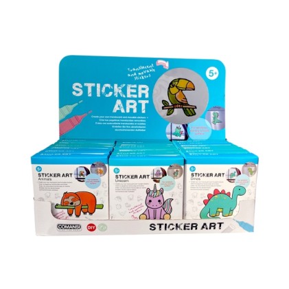 Comansi Display Sticker Art Basic 18 unit&agrave; - Adesivi creativi per finestre - Lavoretti per bambini - Assortimento a tema