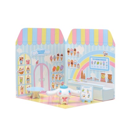 Comansi Sticker House Cinnamoroll Ice Cream Parlor - Include personaggio - Adesivi lavabili - Scena adorabile - Gioco creativo