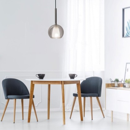 V-TAC Lampadario LED in Vetro con Portalampada Doppio E27 (Max 60W) Colore Bianco e Grigio d: 180mm