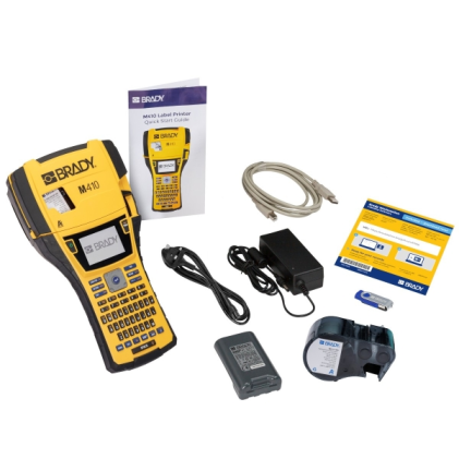 Stampante per etichette portatile Brady M410 - Schermo LCD - Risoluzione 300 dpi - Larghezza massima etichetta 25,40 mm - Giallo/Nero