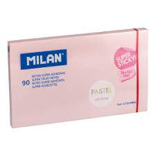 Blocco di 90 foglietti adesivi super adesivi Milan - Rimovibili - A lunga durata - 76 mm x 127 mm - Rosa pastello