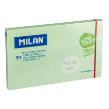 Blocco di 90 foglietti adesivi super adesivi Milan - Rimovibili - A lunga durata - 76 mm x 127 mm - Verde pastello