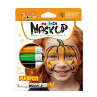 Carioca Mask Up Pumpkin 3-Pack Skin Colors - Colori vivaci - Lavabili - A base d'acqua - Include due tutorial passo passo - Colori: arancione, verde e nero