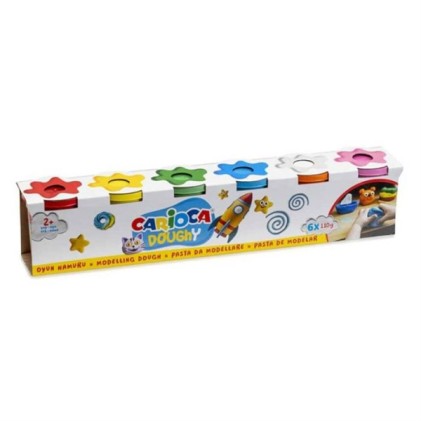 Carioca Doughy Pack con 6 vasetti di pasta modellabile da 110 g - Morbida e flessibile - Facile da impastare e modellare - Ideale per principianti nella modellazione - Colori assortiti