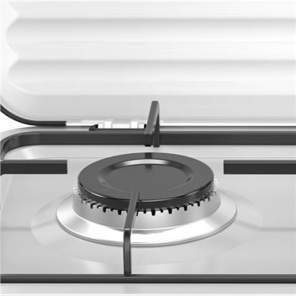 Cucina a gas Muvip Vulcano con 2 fuochi - Coperchio protettivo - Piedini in gomma - Superficie smaltata - Bruciatore rimovibile - 57,7x27,8x5,3 cm - Bianco