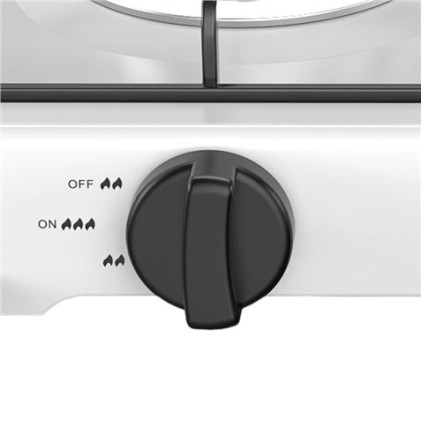 Cucina a gas Muvip Vulcano con 2 fuochi - Coperchio protettivo - Piedini in gomma - Superficie smaltata - Bruciatore rimovibile - 57,7x27,8x5,3 cm - Bianco