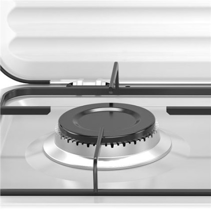 Cucina a gas Muvip Vulcano con 3 fuochi - Coperchio protettivo - Piedini in gomma - Superficie smaltata - Bruciatore rimovibile - 57,7x27,8x5,3 cm - Bianco