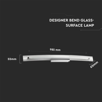 V-TAC Lampada LED da Specchio 18W Colore Cromato con Vetro Ricurvo 4000K IP20 L:985mm