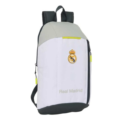 Zaino Safta Real Madrid Mini 8,5L - Cerniera verticale - Spallacci regolabili e imbottiti - 22x39x10cm - Nero e bianco