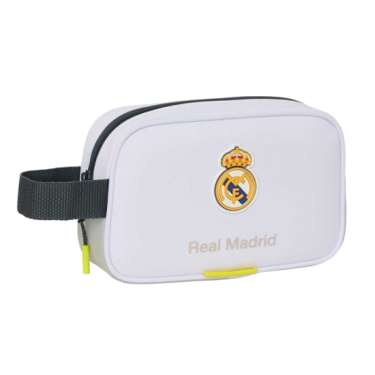 Beauty case Safta Real Madrid da 2 litri - Pochette multiuso - Maniglia per il trasporto - Chiusura con cerniera - 22x13,5x8 cm - Bianco e nero