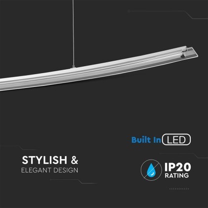 V-TAC Lampadario LED a Sospensione Curvo in Metallo a Specchio con Copertura in Vetro 18W Colore Cromato 4000K