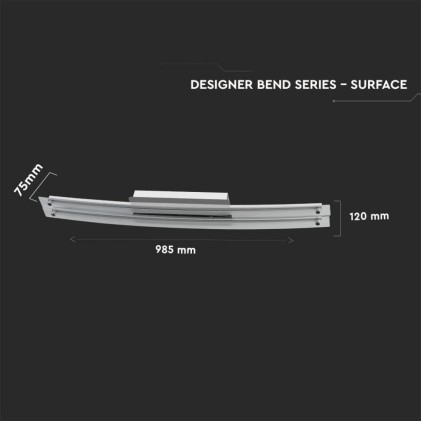 V-TAC Lampada LED da Specchio 36W Colore Cromato con Vetro Ricurvo 4000K IP20 L: 985mm*2
