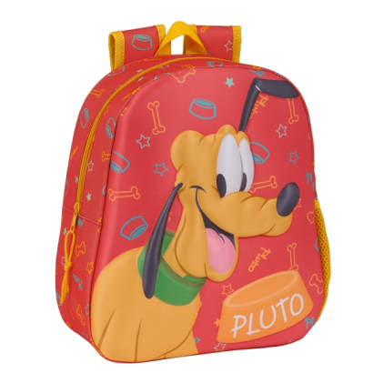 Zaino Safta Pluto 3D da 8,64 litri - Portaborraccia - Porta badge - Spallacci imbottiti - 27x33x10 cm - Rosso