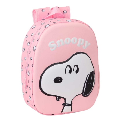 Zaino Safta Snoopy 3D, 8,64 litri - Porta borraccia - Scomparto per carta d'identit&agrave; - Spallacci imbottiti - 27x33x10 cm - Rosa pastello