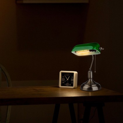 V-TAC Lampada LED da Tavolo Vintage in Metallo con Portalampada E27 Diffusore Inclinabile di 90° in Vetro Colore Verde