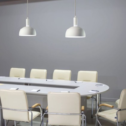 V-TAC Lampadario LED con Paralume in Alluminio e Portalampada E14 (Max 60W) Colore Bianco