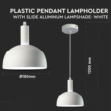 V-TAC Lampadario LED con Paralume in Alluminio e Portalampada E14 (Max 60W) Colore Bianco