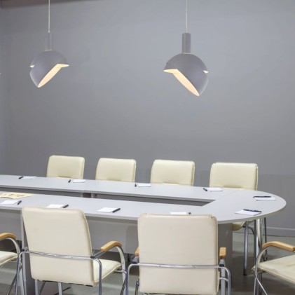 V-TAC Lampadario LED con Paralume in Alluminio e Portalampada E14 (Max 60W) Colore Grigio