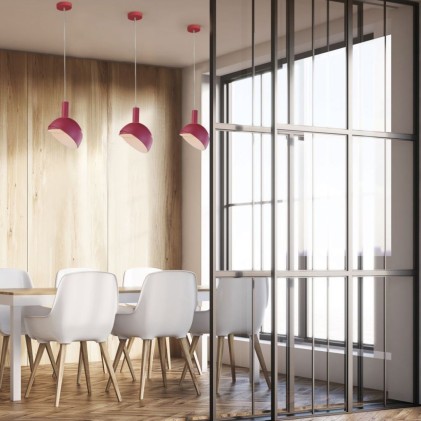 V-TAC Lampadario LED con Paralume in Alluminio e Portalampada E14 (Max 60W) Colore Rosa