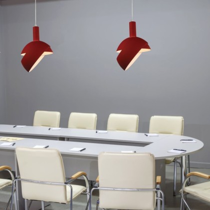 V-TAC Lampadario LED con Paralume in Alluminio e Portalampada E14 (Max 60W) Colore Rosso