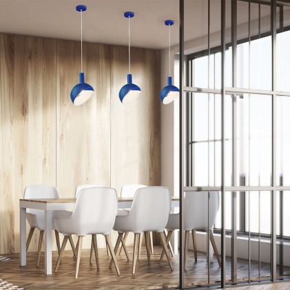 V-TAC Lampadario LED con Paralume in Alluminio e Portalampada E14 (Max 60W) Colore Blu