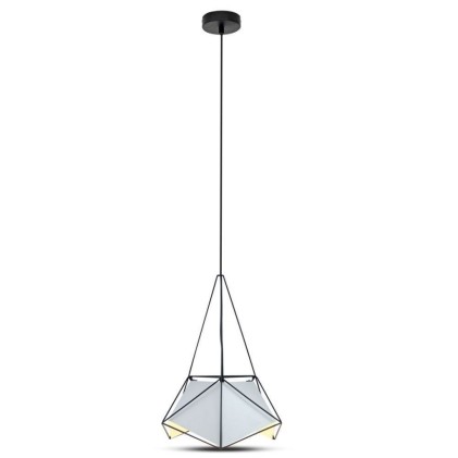 V-TAC Lampadario LED Poliedrico in Metallo con Portalampada E27 (Max 60W) Colore Bianco e Telaio Nero