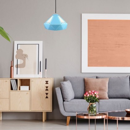 V-TAC Lampadario LED a Prisma in Metallo con Portalampada E27 (Max 60W) Colore Blu