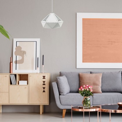 V-TAC Lampadario LED a Prisma in Metallo con Portalampada E27 (Max 60W) Colore Bianco