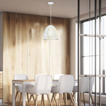 V-TAC Lampadario LED a Campana Prismatica in Metallo con Portalampada E27 (Max 60W) Colore Bianco