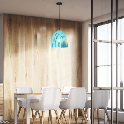 V-TAC Lampadario LED a Campana Prismatica in Metallo con Portalampada E27 (Max 60W) Colore Blu