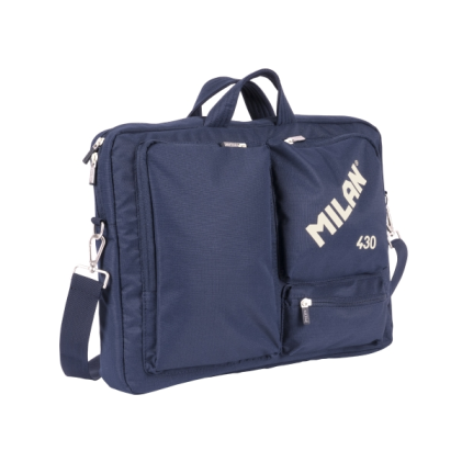 Milan 430 Since 1918 Borsa porta computer portatile fino a 17" - Chiusura con cerniera - 3 scomparti - 42x34x9cm - Blu