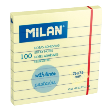 Confezione da 100 blocchetti di post-it Milan - Righe - 76x76mm - Gialli