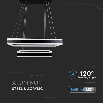 V-TAC Lampadario LED a Sospensione con 2 Rettangoli 100W in Metallo Colore Nero 3000K Triac Dimmerabile