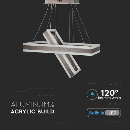 V-TAC Lampadario LED a Sospensione con 2 Rettangoli 100W in Metallo Colore Caffè 3000K Triac Dimmerabile