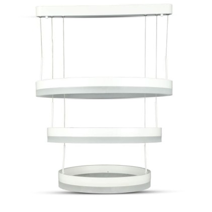 V-TAC Lampadario LED a Sospensione con 3 Cerchi 80W in Metallo Colore Bianco 3000K Triac Dimmerabile
