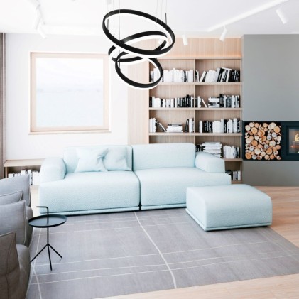 V-TAC Lampadario LED a Sospensione con 3 Cerchi 80W in Metallo Colore Nero 3000K Triac Dimmerabile