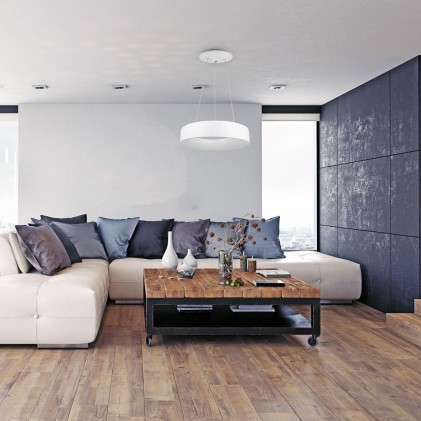 V-TAC Lampadario LED a Sospensione Circolare 25W in Metallo Colore Bianco d: 45cm h: 120cm 3000K