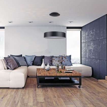 V-TAC Lampadario LED a Sospensione Circolare 25W in Metallo Colore Nero d: 45cm h: 120cm 3000K