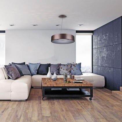 V-TAC Lampadario LED a Sospensione Circolare 25W in Metallo Colore Caffè d: 45cm h: 120cm 3000K