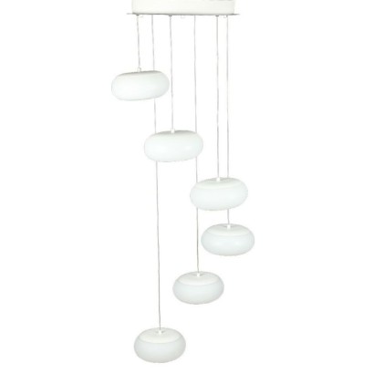 V-TAC Lampadario LED a Sospensione Composto da 6 Tondi 72W in Metallo Colore Bianco 3000K Triac Dimmerabile