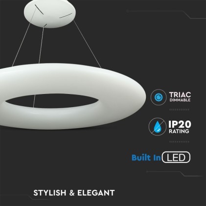 V-TAC Lampadario LED a Sospensione Circolare 105W Colore Bianco 3000K Triac Dimmerabile
