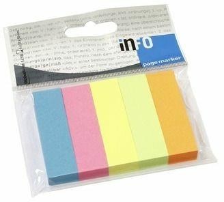 Global Notes inFO Confezione da 5 blocchi da 100 segnalibri pagina 50 x 15 mm - Certificazione FSC&trade; - Colori giallo, blu, arancione, verde e rosa