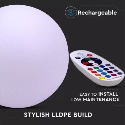 V-TAC Sfera LED 3W RGB con Telecomando IR 24 Tasti e Alimentatore IP67 Dimmerabile
