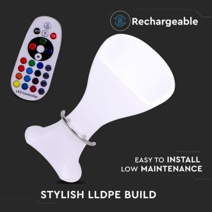 V-TAC Sgabello LED 5W RGB con Telecomando IR 24 Tasti e Alimentatore IP67 Dimmerabile