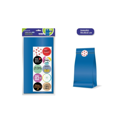 Confezione da 10 buste in carta kraft Bismark (50 g/m&sup2;) con 10 adesivi di chiusura - Dimensioni 19x36x6 cm - Ideali per regali - Blu