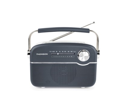 Radio portatile retr&ograve; Thomson RTS450BT - FM - Ricarica tramite energia solare o USB-C - Antenna telescopica - Bluetooth - Colore nero