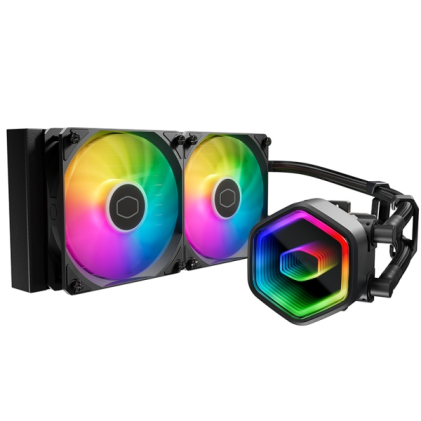 Kit di raffreddamento a liquido Cooler Master Masterliquid 240 Core II Lite ARGB - Ventole preinstallate - Tubi da 400 mm - Illuminazione Infinity Mirror - Nero
